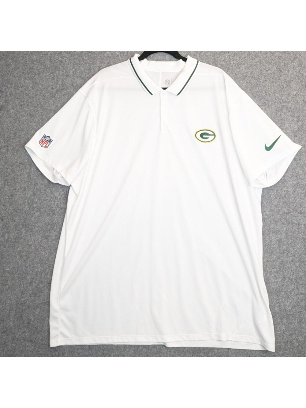 Nike Green Bay Packers Mens 3XL Tall Dri-Fit White Polo Shirt Short Sleeve NFL